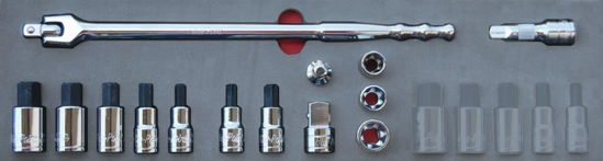 MOD.138SH45SM - 1/2" Hex Skt Drivers; Torx Skts and Breaker Bar - 14Pc - Metric