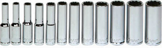 Williams - WIL30941-WO - 1/4" Deep 12Pt Socket Set 4-14mm; 12Pc (supplied on rail)