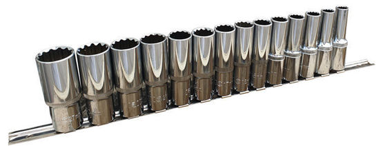 Irimo - IR124-1027S14-WO - 1/2" Deep 12Pt Socket Set 10-27mm supplied on Rail; 14Pc - Metric