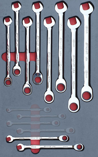 Snap-on - MOD.810SH42D10 - 0° Offset Ratcheting Spanner Set 10-19mm; 10Pc - Metric