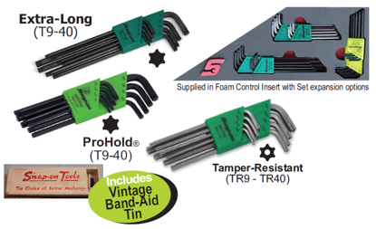 Snap-on XXDEC115 TORX L-Shaped Hex Key Set in Foam Control Insert Includes Vintage  Band-Aid Tin