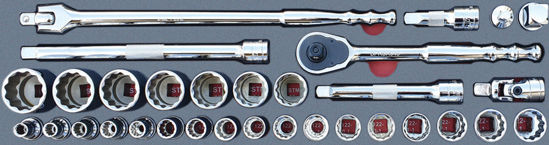 Snap-on Blue - MOD.351BH45S - 1/2" General Service Set with 12Pt Sockets; 32Pc - Metric