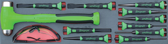 Snap-on - MOD.326SH45S-GR - Punch, Chisel and Hammer Set; 12Pc (Green)