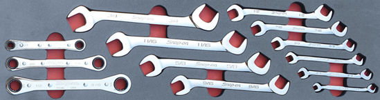 Snap-on - MOD.177SH45S - 4-Way Open End and Double Ratcheting Spanner Set; 13Pc - Imperial