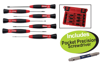 Snap-on XXJUN218 Precision Electronic Screwdriver Set (7pc) Includes Pocket Precision Screwdriver