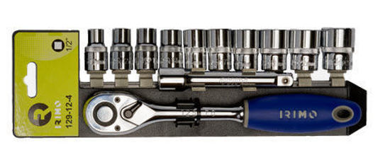 Irimo - IR129-12-4 - 1/2" Sockets and Accessories Set; 12Pc - Metric