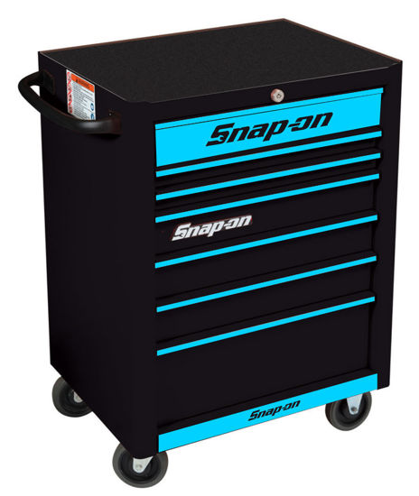 Snap-on - KRA2007KZUBT-T-WO - Standard Roll Cabinet 7 Drawers; Black with Cyan Alu Trims and Cyan Fronts