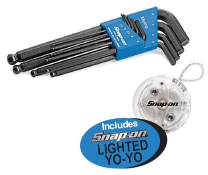 Snap-on XXDEC214 Ball Hex Allen Key Set Includes Snap-on Lighted Yo-Yo