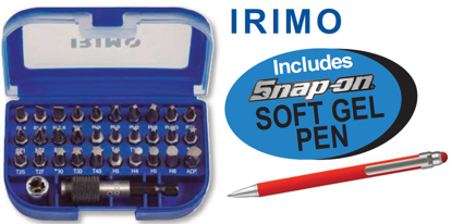 Snap-on Blue 1/4" Bit Set (32pc) with Snap-on Soft Gel Pen – Versatile and Portable