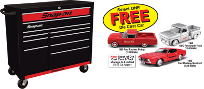 Snap-on Flat Black Chrome/Red 10 Drawer Roll Cabinet KRA2210KZUBC-R