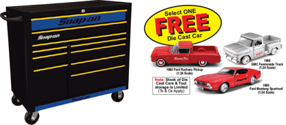 Snap-on Flat Black Yellow/Blue 10 Drawer Roll Cabinet KRA2210KZUBY-U