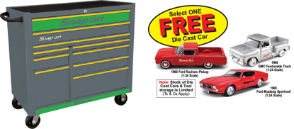 Snap-on Silver Grey Yellow/Green 10 Drawer Roll Cabinet KRA2210KZUSY-G