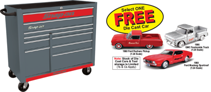 Snap-on Silver Grey Chrome/Red 10 Drawer Roll Cabinet KRA2210KZUSC-R