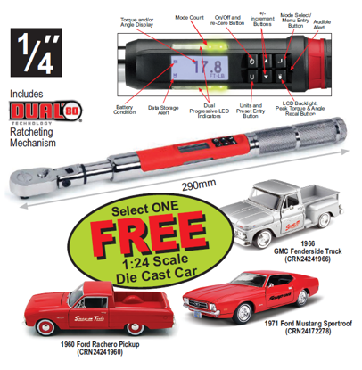 Snap-on 1/4" Flex-Head TECHANGLE Torque Wrench | 4-100 in-lb | XXMAY103