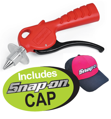 Snap-on XXMAY180 Safe Jet Blow Gun with High Airflow Nozzle, Silent Operation, Unblockable Design, Built-In Chip Shield - Includes Snap-on CAP