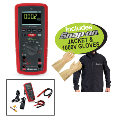Snap-on EEDM650C Digital Multimeter & B-2820VG10 Insulation Tester Kit with Jacket and Gloves
