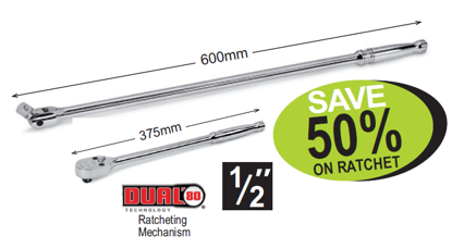 Snap-on 1/2" Breaker Bar & Long Ratchet Combo Set XXJUL110 | Strength & Durability