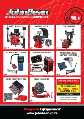 John Bean Wheel Service Equipment Catalogue Vol 6 – Wheel Aligners, Balancers, Tyre Changers and Tools