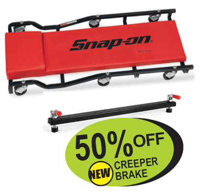 Snap-on Red Padded Creeper with Brake Promo