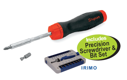 Snap-on XXAUG110 Ratcheting Soft Grip Screwdriver Set with Precision Screwdriver & Bit Set