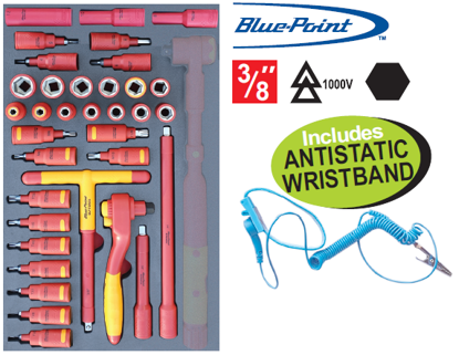 Snap-on Blue 3/8" 39pc Socket & Accessory Kit XXSEP100 | Includes Antistatic Wristband