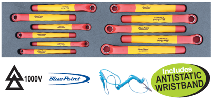 Blue-Point Offset Ring Spanner Set – 17pc 1000V Insulated