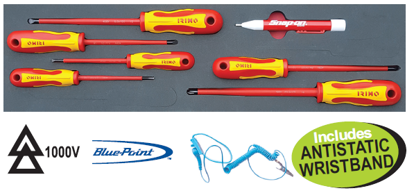 7pc Blue-Point 1000V Insulated Screwdriver Set with Voltage Tester
