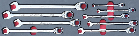 Snap-on - MOD.748SH45S - FDP Reversible Ratcheting Box Combination Spanner Set 1/4-3/4"; 9Pc