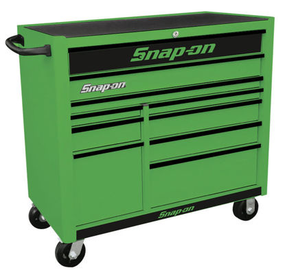 Picture of KRA2210KZUEB-B-WO - Wide 10Drw Roll Cabinet; Extreme Green with Black Aluminium Trims and Black Fronts