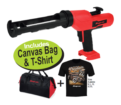 XXMAR284 Snap-on 18V Cordless Caulk Gun Body Only with Canvas Bag & T-Shirt - Professional Caulking Tool