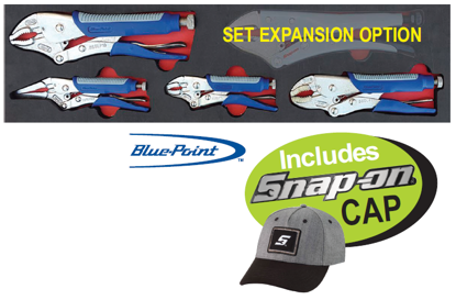 XXMAR202 Snap-on Blue Locking Plier Set in Foam Includes: 4pc Soft Grip Set