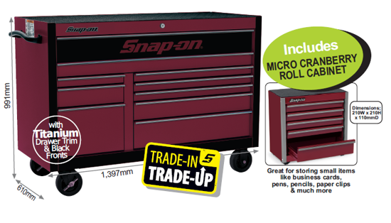 XXMAY241 XXMAY115 Cranberry Classic Roll Cabinets - Snap-on includes Micro Cranberry Roll Cabinet