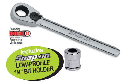 XXAPR207 Low-Profile Ratchet Includes: Snap-on LOW-PROFILE 1/4" BIT HOLDER