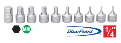 XXAPR214 1/4" Drive Stubby HEX Bits Supplied in Foam Control Insert